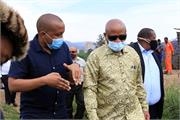 Minister Senzo Mchunu during the site visit at Darville Sewer Pipeline Inspection in KZN Province 014